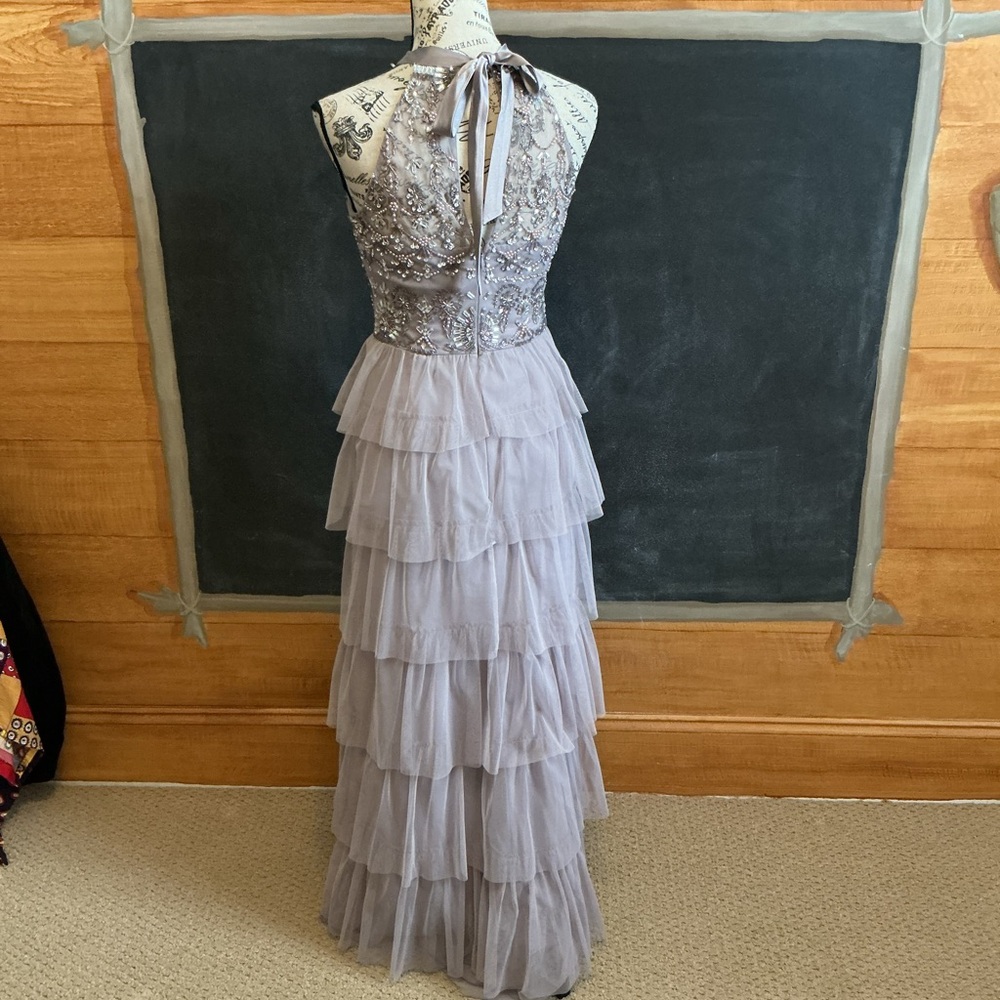 PROM Adrianna Papell dusty lavender beaded evening gown size 2 - Picture 4 of 12